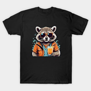 Cool Raccoon Cocktail Time T-Shirt